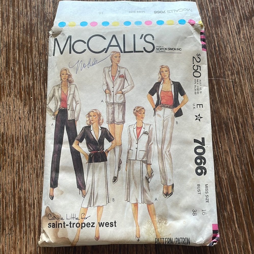 1980 Vintage Sewing Pattern